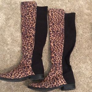 Unisa Knee high leopard boots